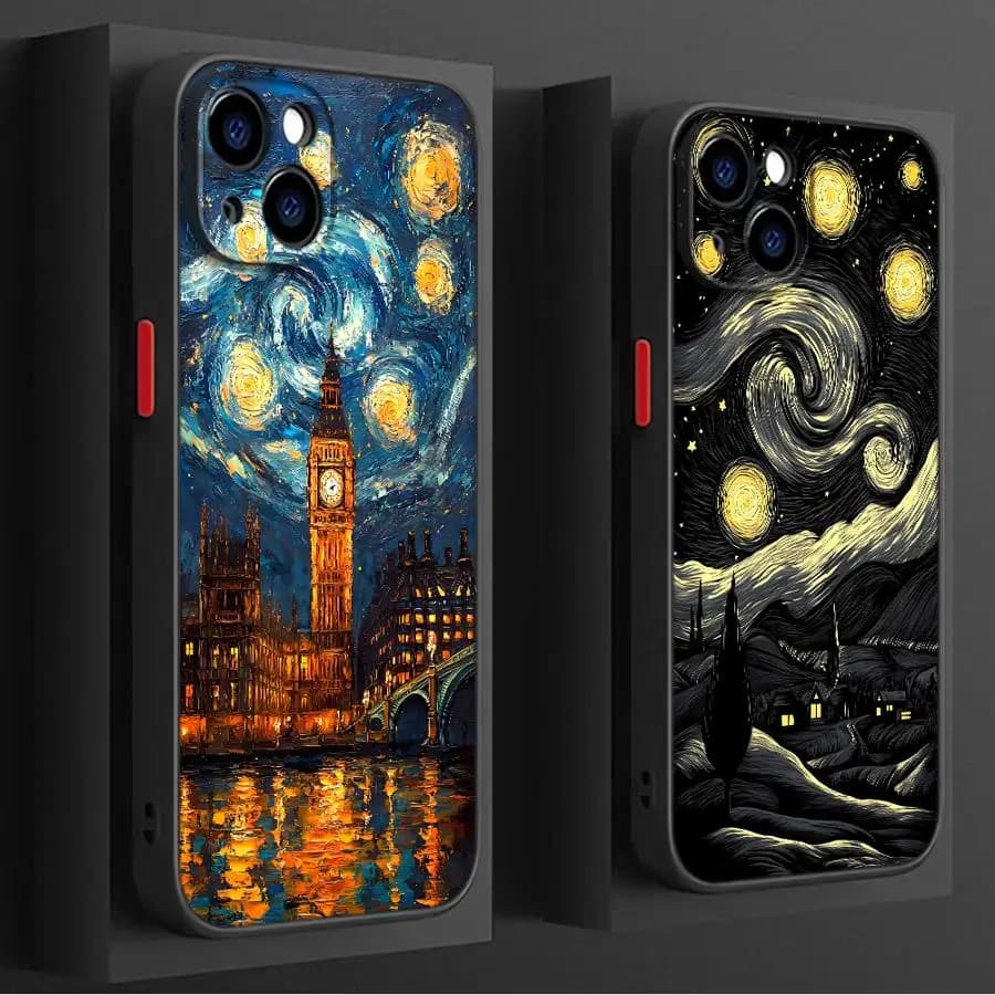Van Gogh Starry Sky Oil Painting Phone Case for Apple iPhone 11Pro 12 XS Max 16e 16 15 XR 13 Mini SE 14 Pro 7 8 Plus Matte Cover