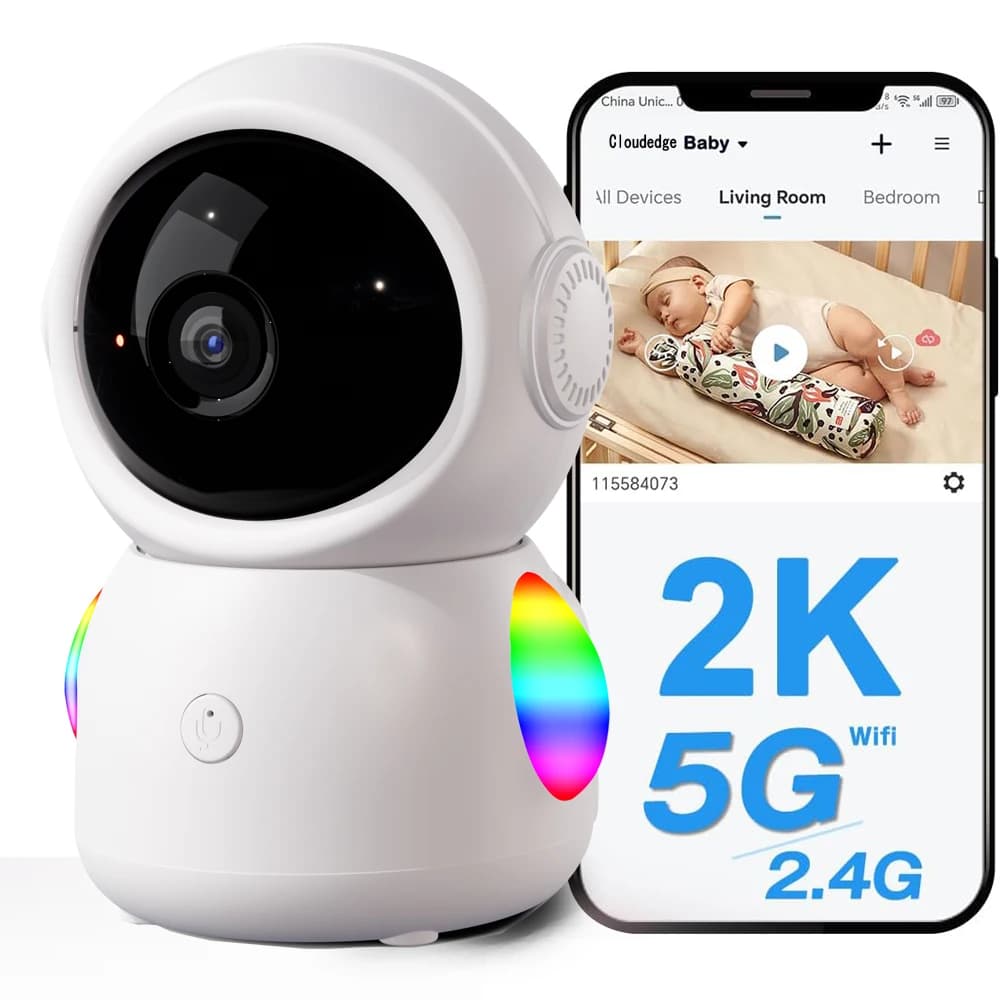 2K 5G UHD CloudEdge APP WIFI PTZ Telecamera IP Piantare Monitoraggio della temperatura Ninna nanna Baby Camera Citofono Babysistter Nanny Cam
