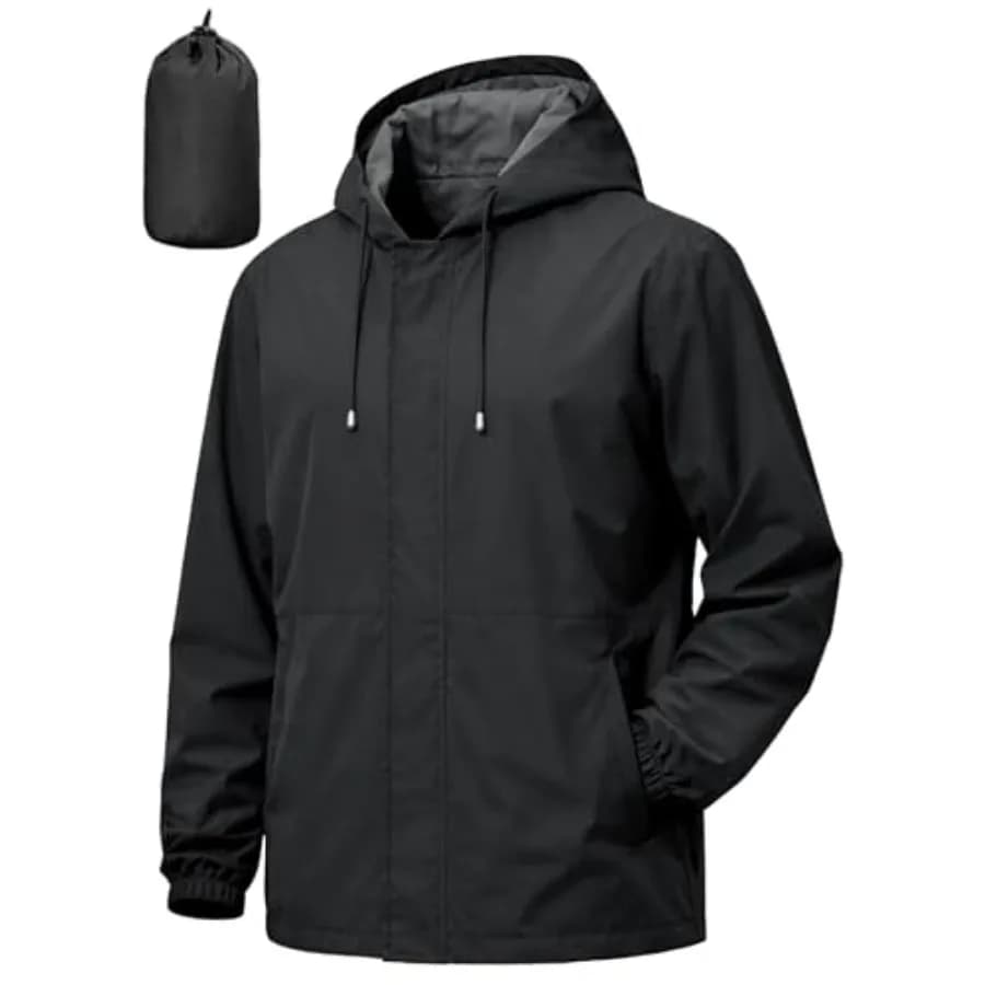UIQUR Men's Rain Jacket Waterproof Windbreaker Raincoat Cycling Running Hiking Golf Travel Gear Hood Lightweight Packable