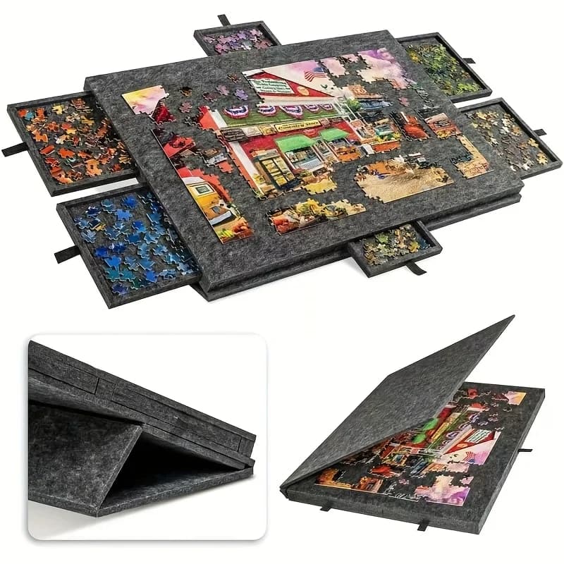 Decorazione da scrivania puzzle portatile a 6 cassetti da 7 pezzi - Organizzatore artistico in fibra di poliestere, portaoggetti decorativo per puzzle per la casa, arte desktop