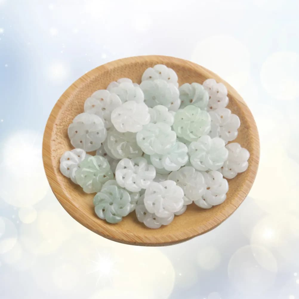 10Pcs Natural Jade Flower Shaped Loose Beads Flat Gemstone Beading Jewelry Set for DIY Necklace Bracelet Earrings Headband