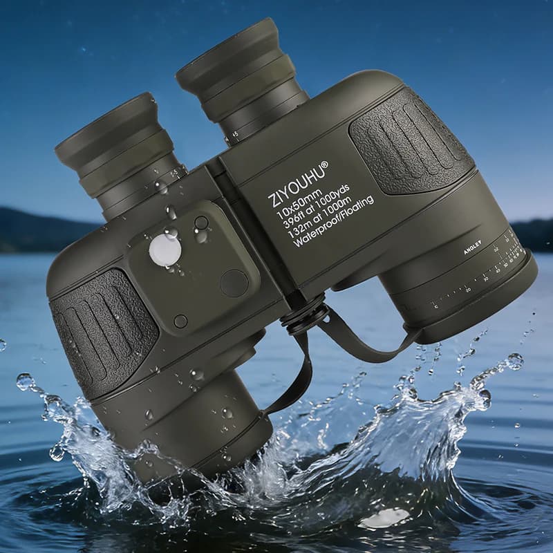 Binocolo ZIYOUHU 10x50 con Bussola e Telemetro, HD ad Alta Magnificazione, Impermeabile, per Navigazione