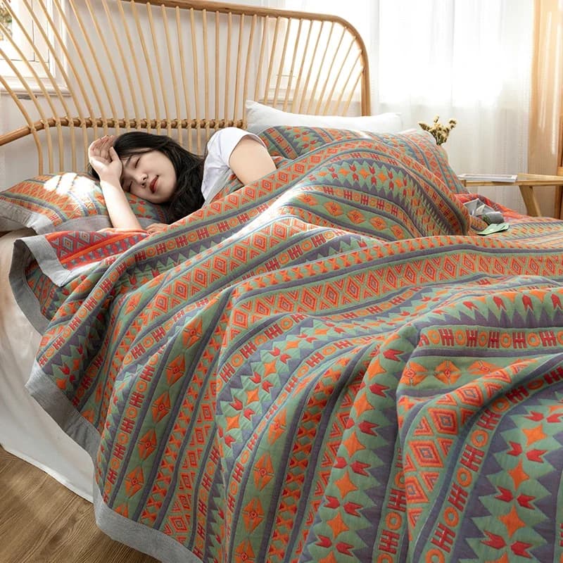 2024 Nuovo puro cotone Classe A tre strati di filato Jacquard Asciugamano e copertura Coperta Coperta rinfrescante estiva Trapunta sottile