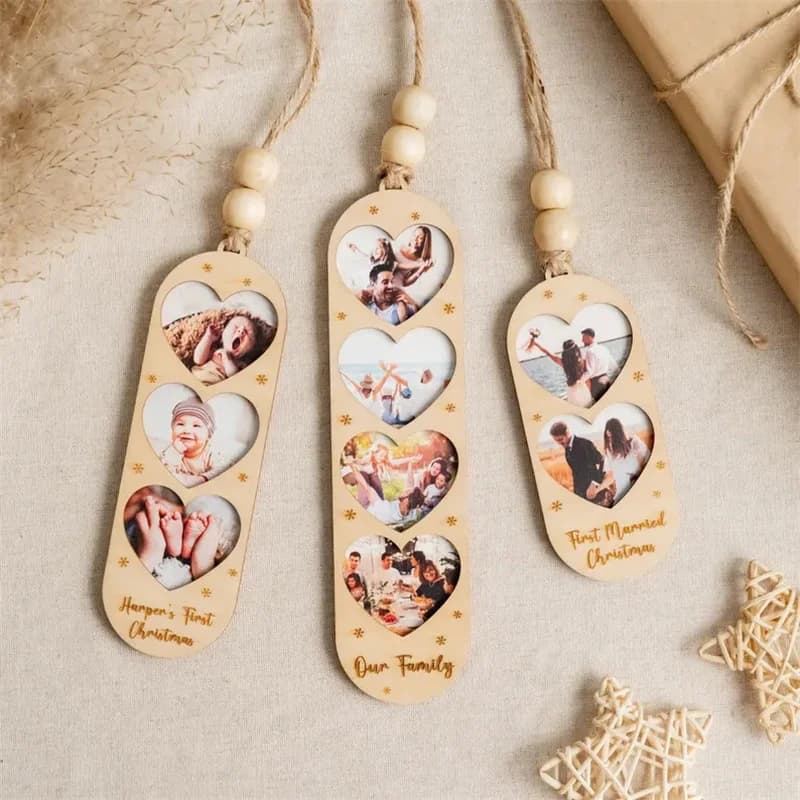 Wooden Picture Frame Personalized Home Decor Wooden Photo Display Home Party Mini Frame Decorative Ornament Hanging Accessory