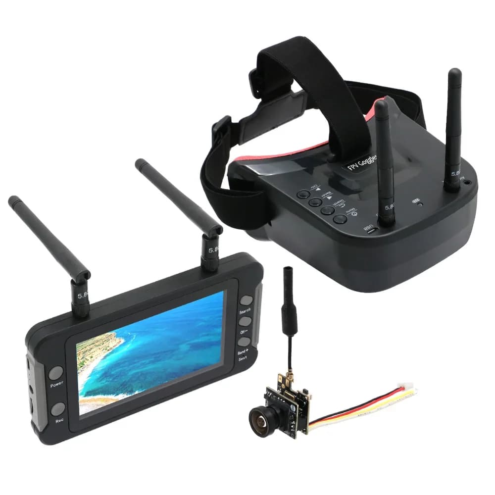 5.8G 40CH Doppie antenne Occhiali FPV Occhiali video Cuffie con display LCD da 4,3 pollici Monitor NTSC/PAL DVR e fotocamera M8 800TVL