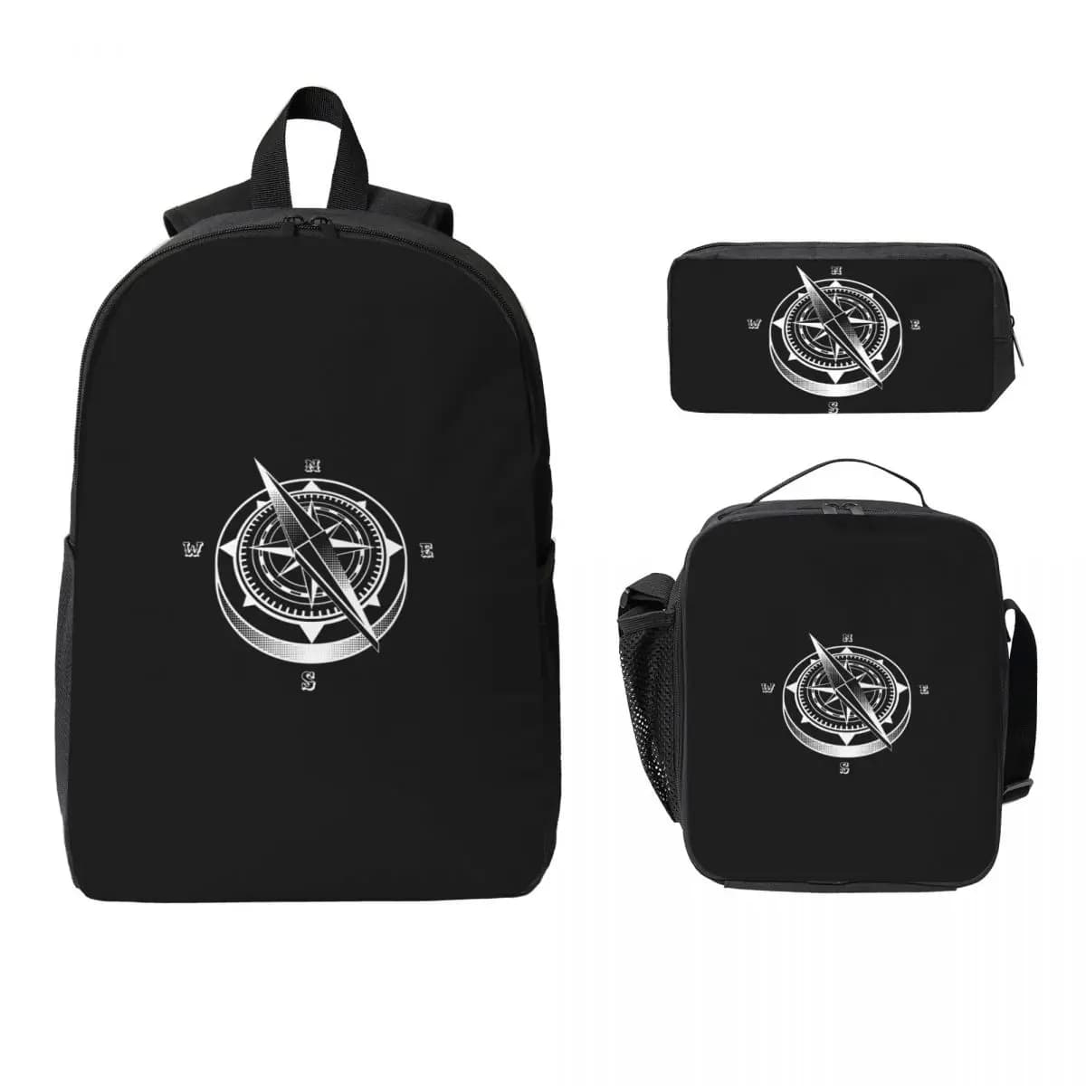 Bussola nautica Capitano Anchor Barca Zaino BookBag Borsa da scuola Borse a tracolla per computer Borsa da pranzo isolata 3ps Astuccio
