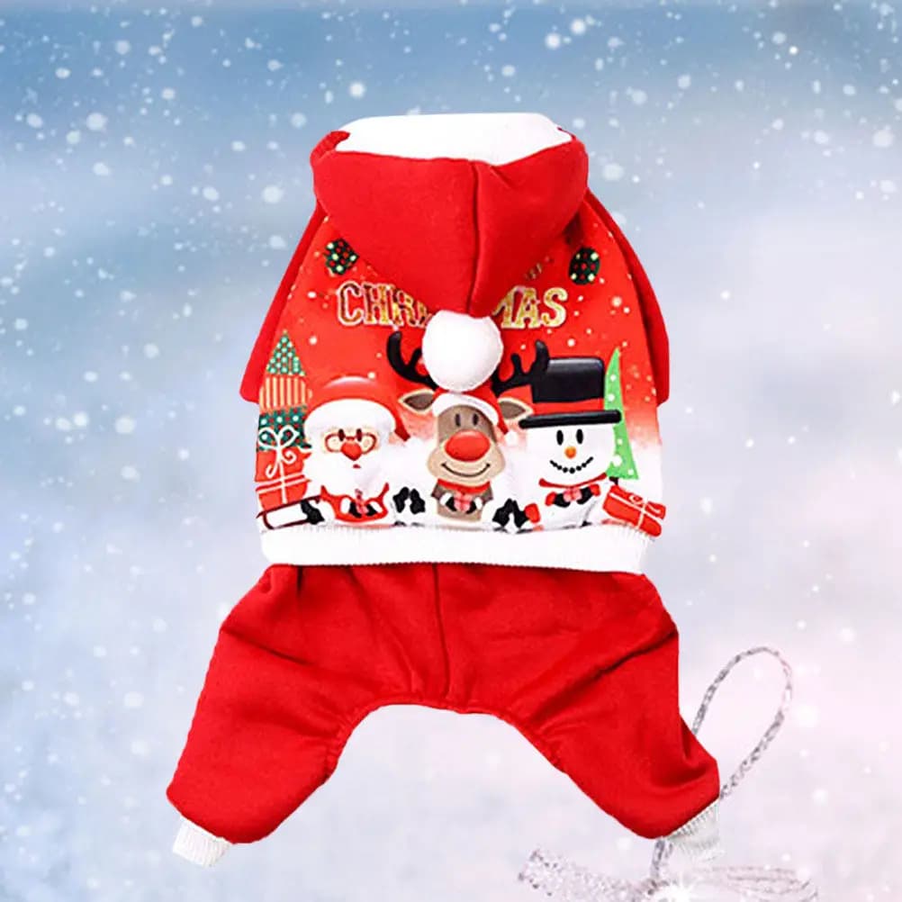 Vestiti per Animali Domestici, Costumi Natalizi per Cani e Gatti, Felpa con Cappuccio, Giacca da Babbo Natale