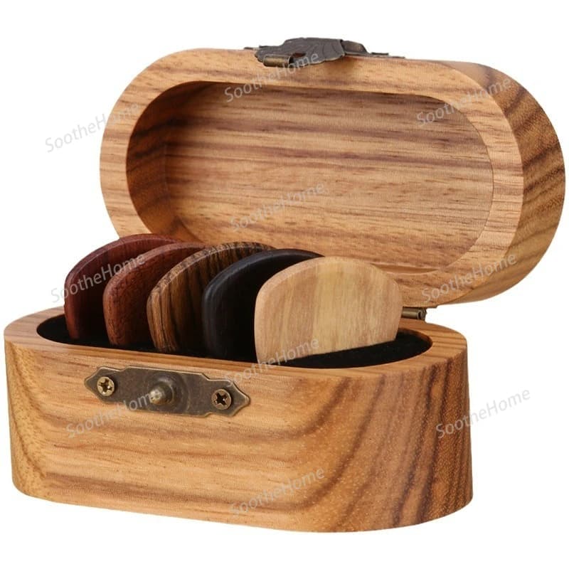 Custodia per plettro per chitarra fatta a mano, custodia in legno massello, scatola per plettro, scatola regalo per chitarre acustiche acustiche