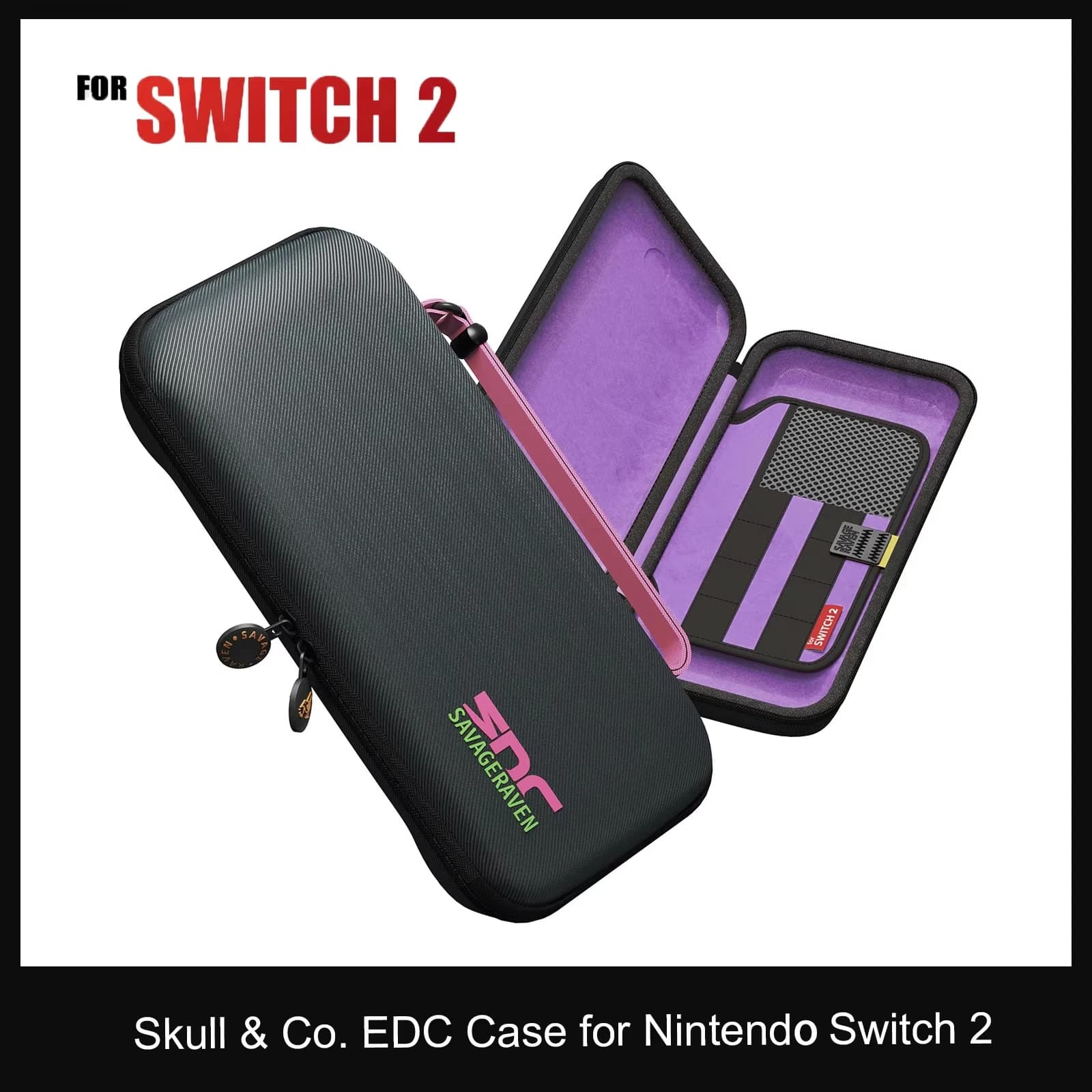 Custodia Savage Raven di Skull & Co. EDC per Nintendo Switch 2, Borsa da Trasporto Rigida Portatile per Console di Gioco NS2 4