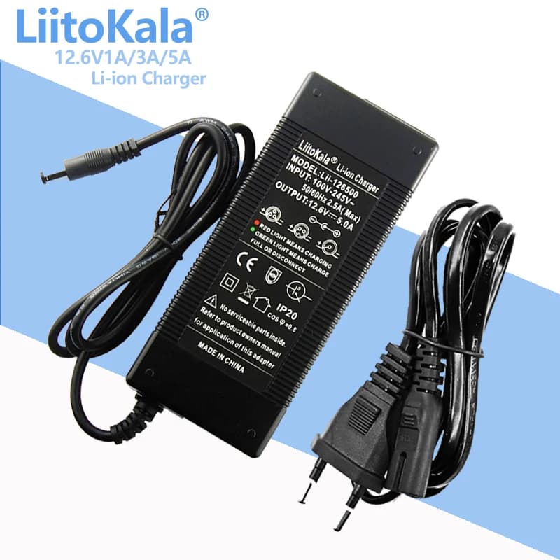 Liitokala 12.6V 5A 3A 1A caricabatteria al litio serie 3 batteria al litio caricabatteria 12V + cavo di alimentazione ca US EU