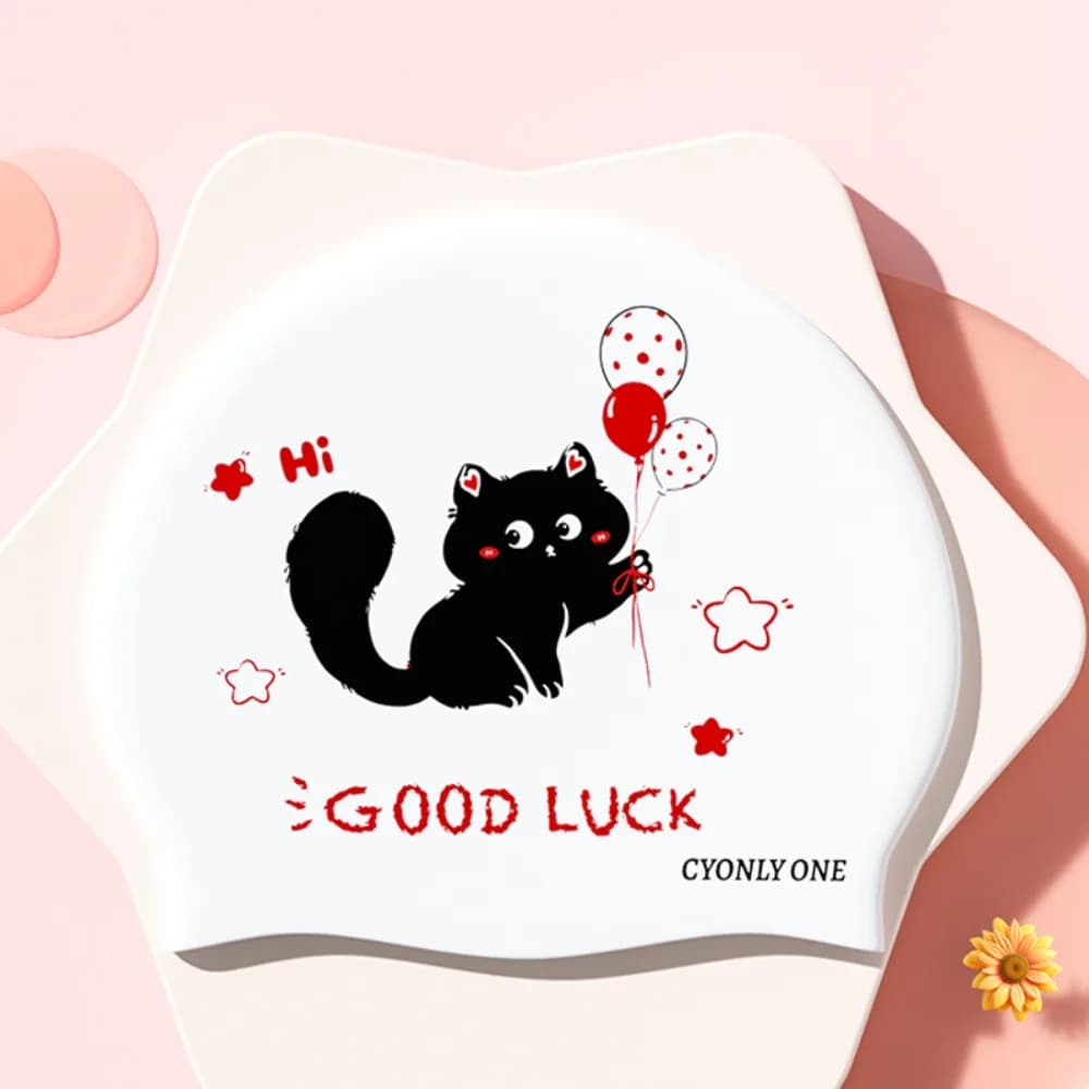 Extra Large Swimming Caps Comfortable No Tightening Silicone Swim Caps Fashionable Printed Ear Protection Cartoon Swim Caps