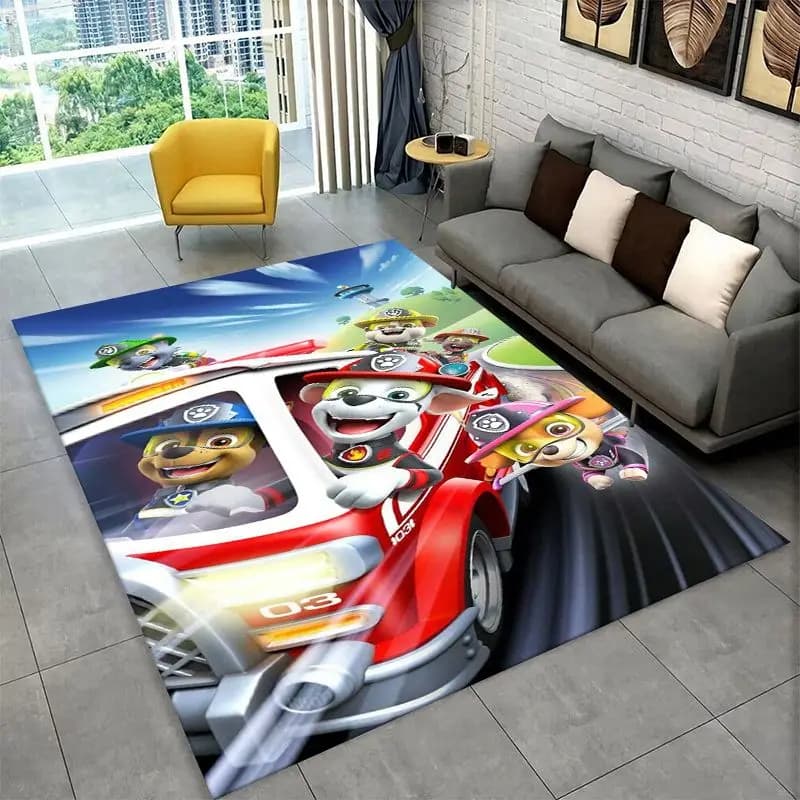 Cute Dog P-Patrol Cartoon Non-Slip Area Rug for Living Room,Bedroom,Playroom,Soft Carpet Floor Mat Home Decor Rug Kids Room