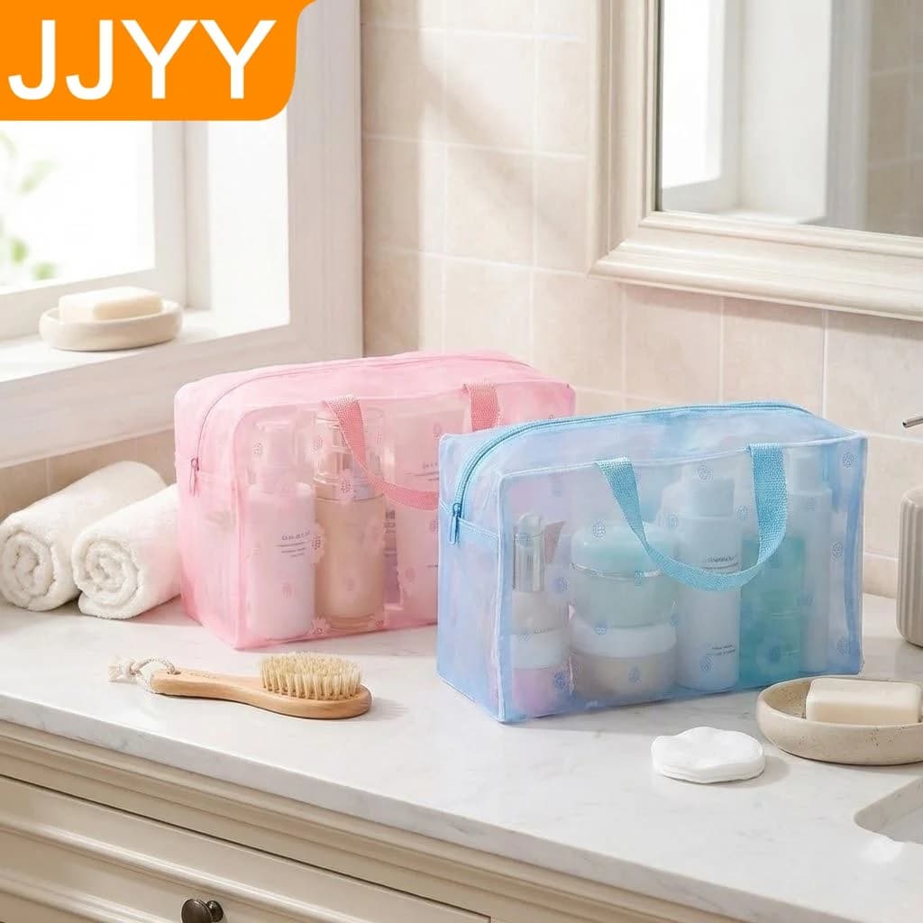 Borsa per il Trucco in PVC Trasparente, Organizer da Viaggio per Cosmetici, Pochette con Cerniera, Contenitore per Valigie, Porta Asciugamani