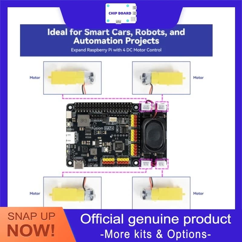 SunFounder Fusion HAT+ Espansione Multiuso per Raspberry Pi 5/4/3B+/Zero 2W con Controllo del Movimento, Audio e Utilizzo AI LLM