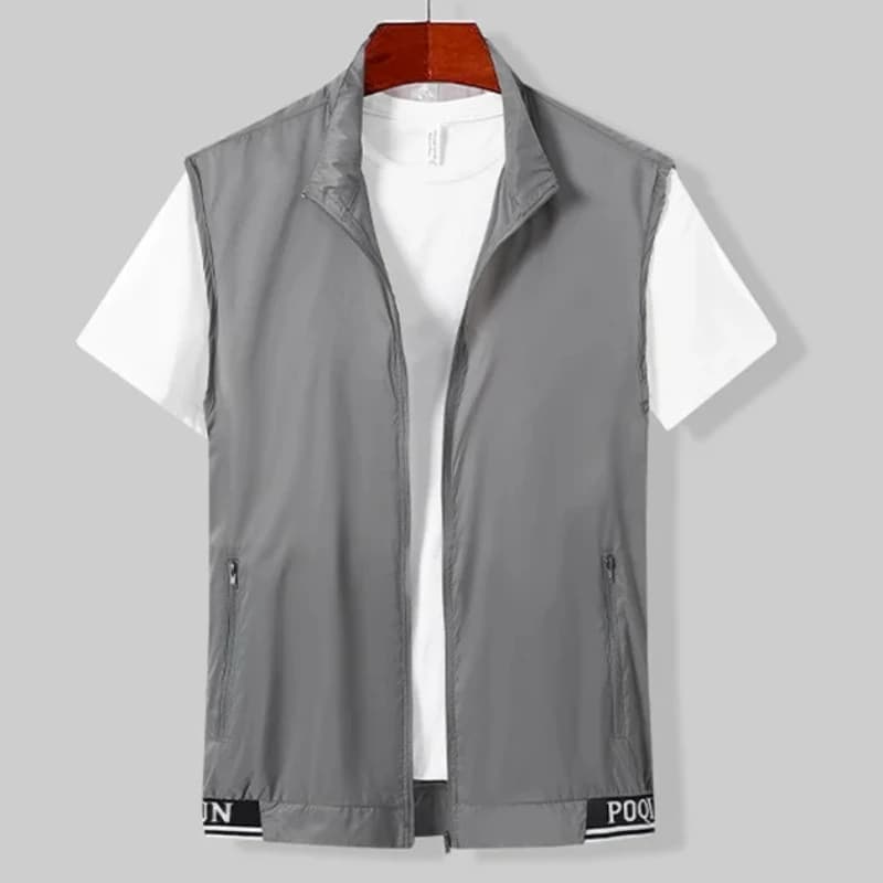 Outdoor Fishing Quick Dry Skin Vest Men Summer Sun Protection Vest Men's Casual Fashion Lightweight Ice Silk Sleeveless Jacket