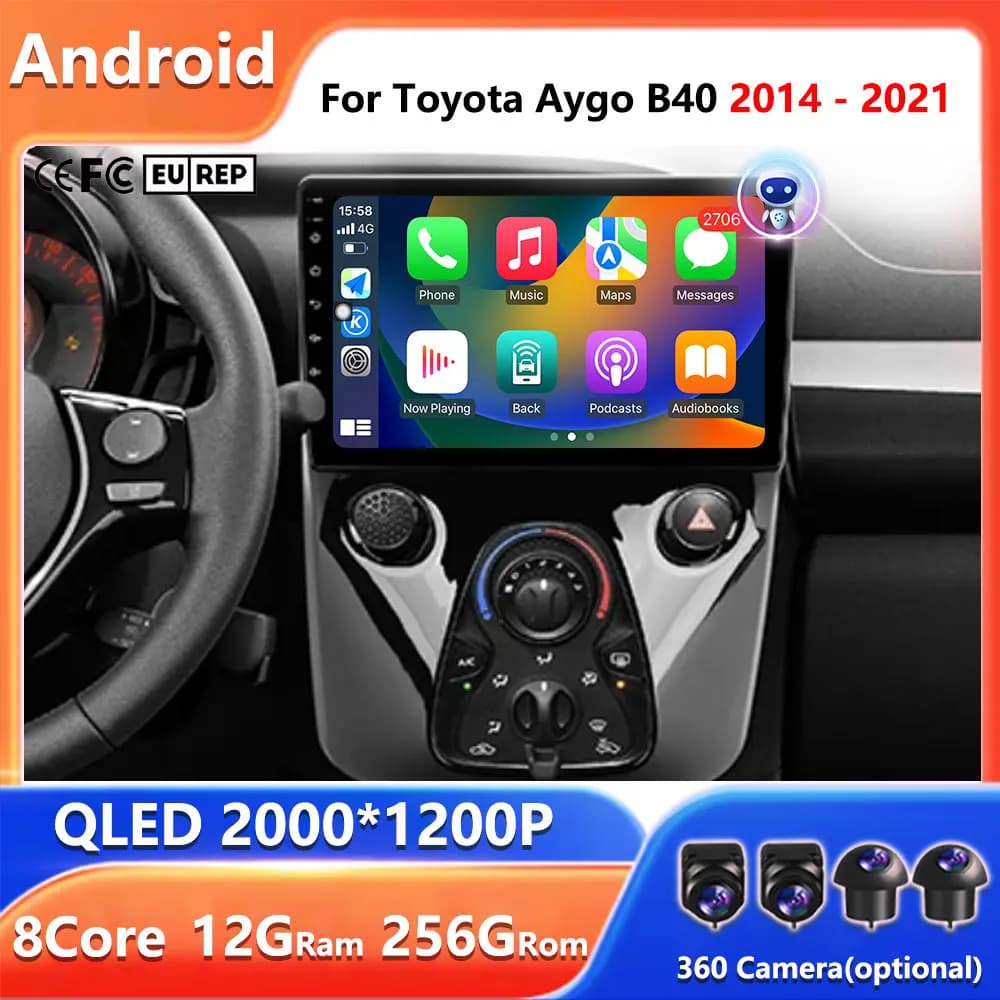 Android Auto For Peugeot 108 For Toyota Aygo B40 2014 - 2021 Car Radio Multimedia Video Player GPS Navigation WIFI Tools