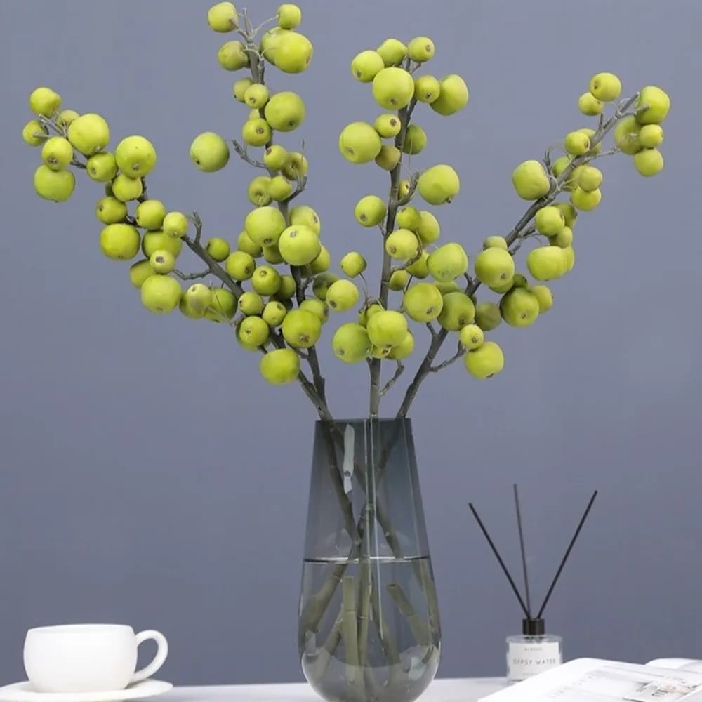 30 Rami di Frutta Artificiale, Piccole Piante Verdi con Frutti in Schiuma, Rami Realistici in Plastica, Piante Finte per Decorazioni Matrimoniali