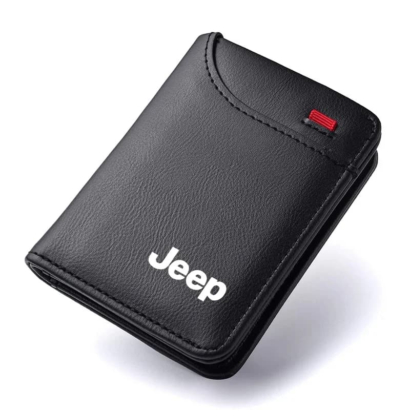 Genuine Leather Mini Credit Card Wallet Portable Small Purse for Jeep Renegade Wrangler Grand Cherokee Compass Auto Accessory