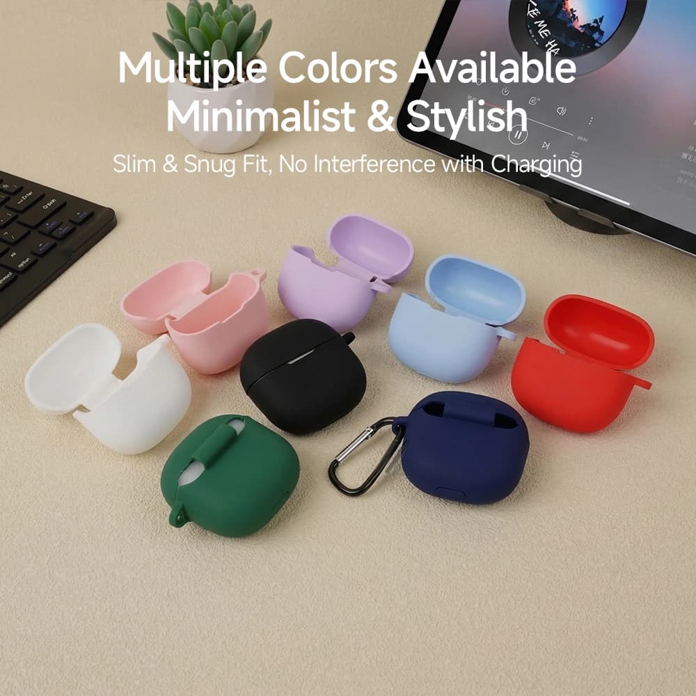 Custodia Protettiva in Silicone Morbido per Redmi Buds 8 Active, Cover Anti-Graffio per Auricolari Wireless con Gancio Accessorio