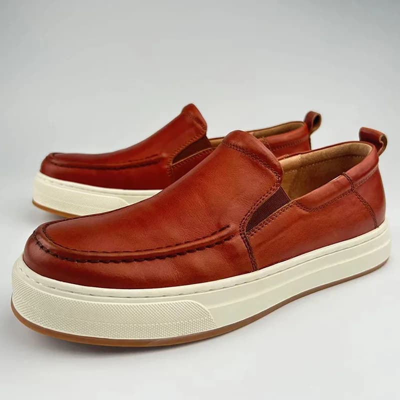YETTIES 2025 Scarpe sportive casual da uomo Scarpe da tavolo bianche con suola spessa in pelle Mocassini per il tempo libero regalo