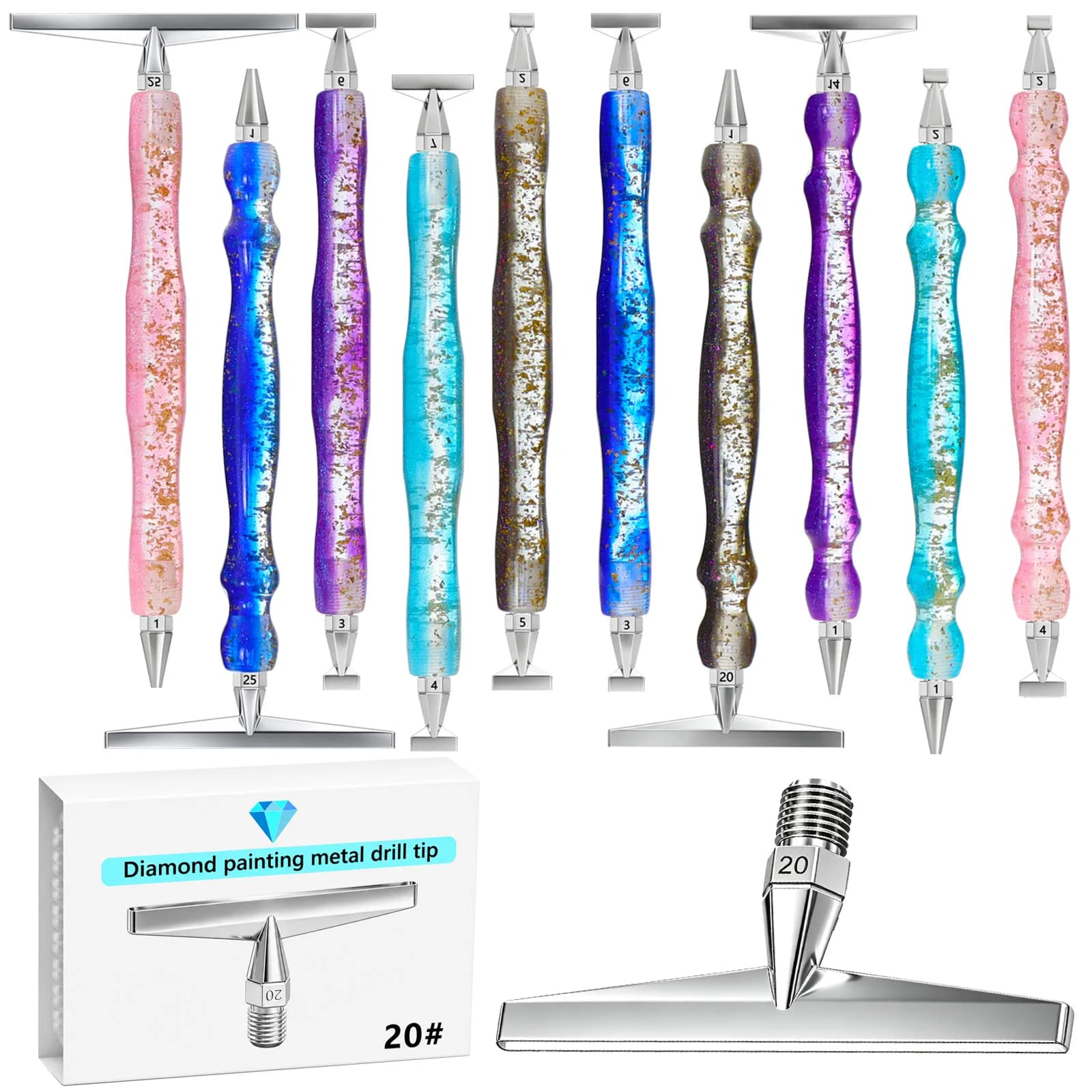 Thin 1-25 Heads Metal High Quality Diamond Painting Pen Tips Large Replacement Pen Heads Diamond Art Tool Pen Accessories