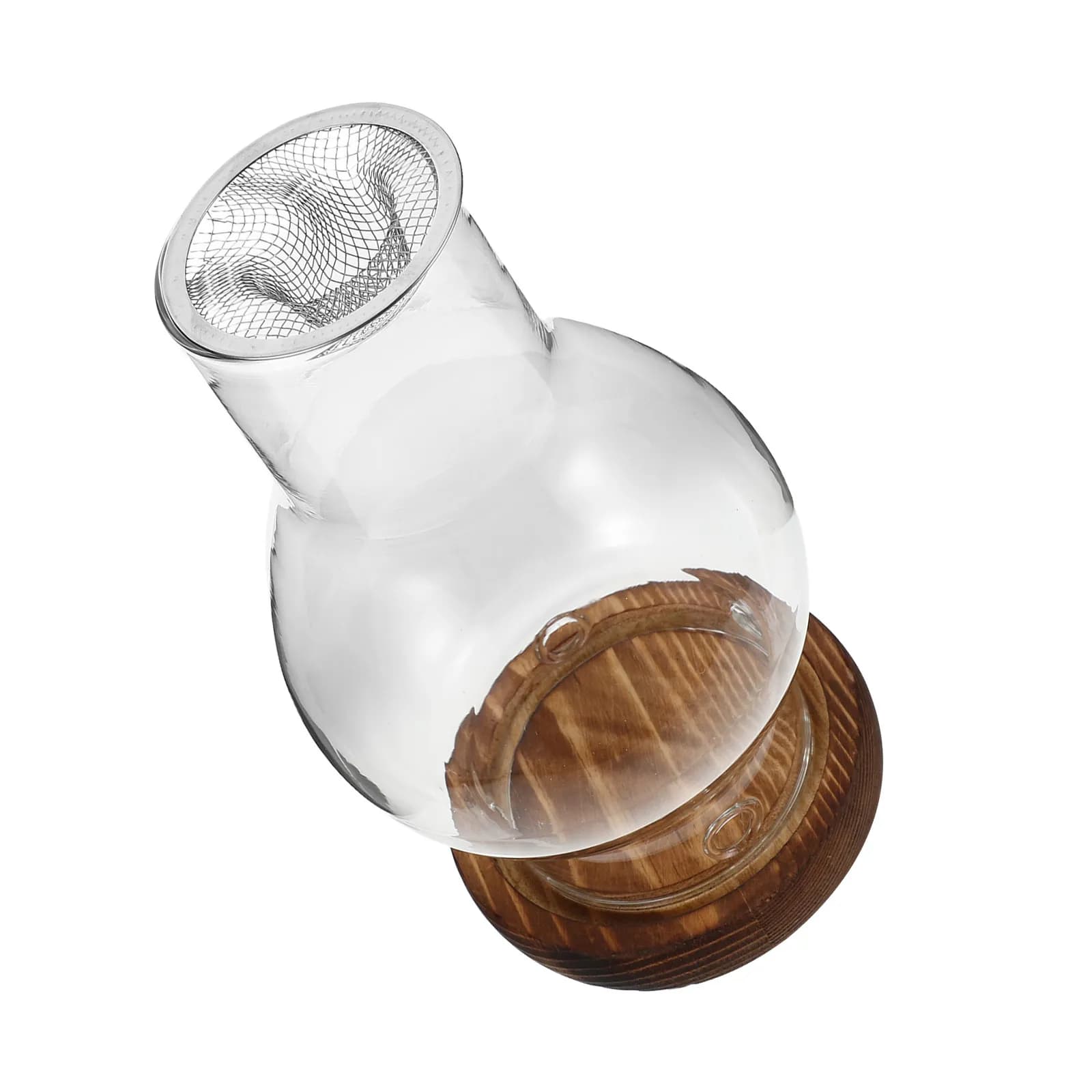 Supporto per Diffusore di Aromi con Base in Legno e Copertura in Vetro Trasparente per Candele Tealight e Scaglie di Legno di Agar, Design Ventilato e Traspirante