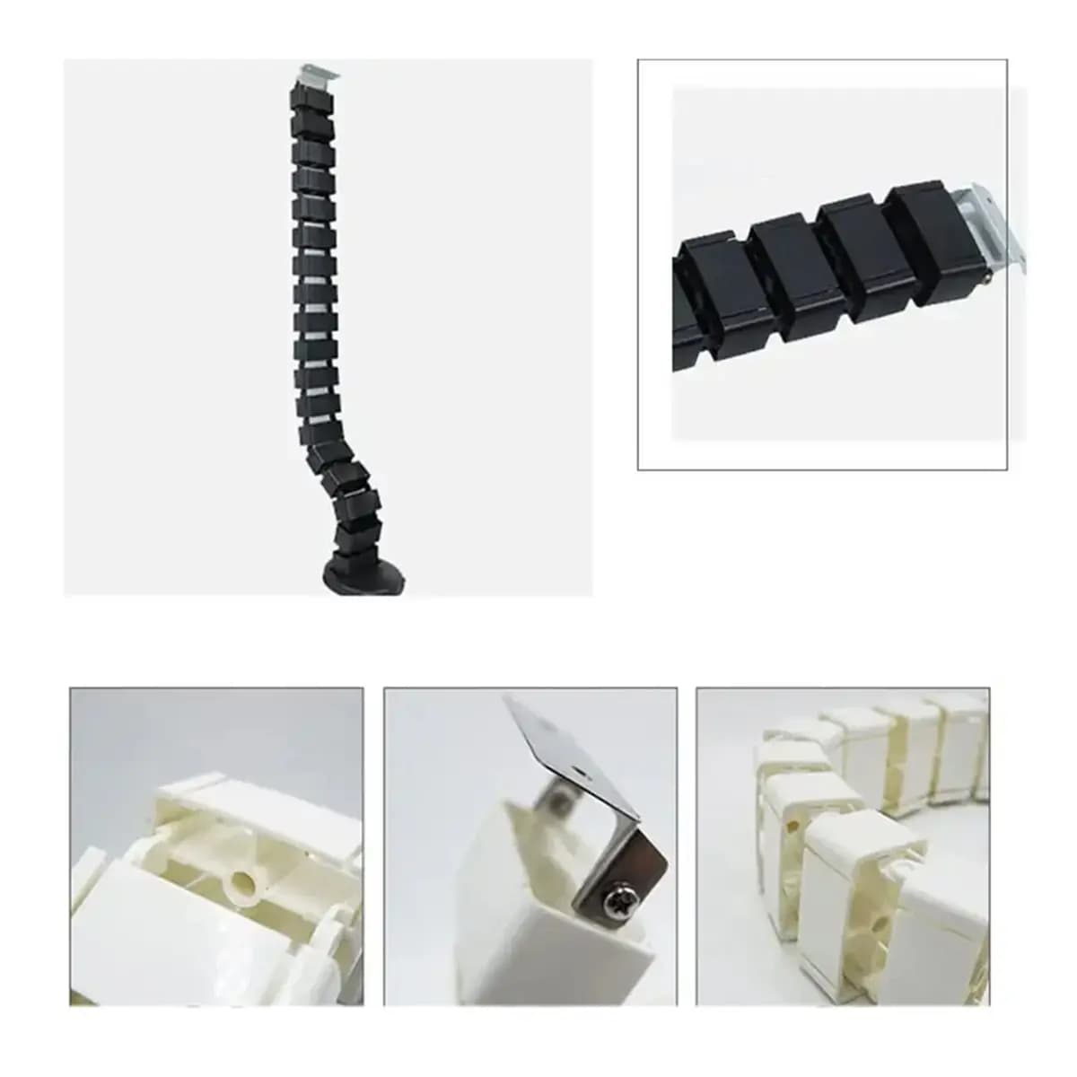 Guaina per cavi da 150 cm per gestione cavi sotto scrivania, organizer per cavi a serpente per workstation, bianco