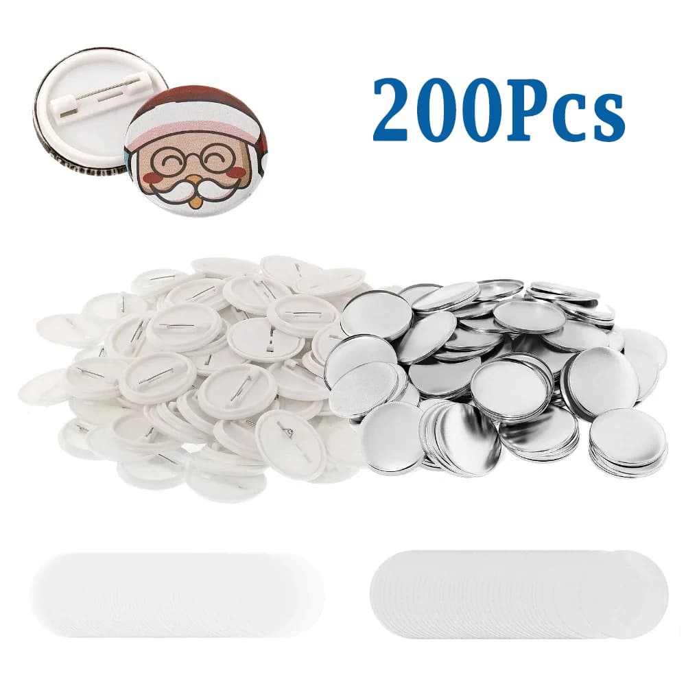 200 pezzi di badge rotondi fai-da-te che creano materiali di tipo inferiore in plastica per la macchina per creare bottoni badge Personalizza i tuoi pulsanti