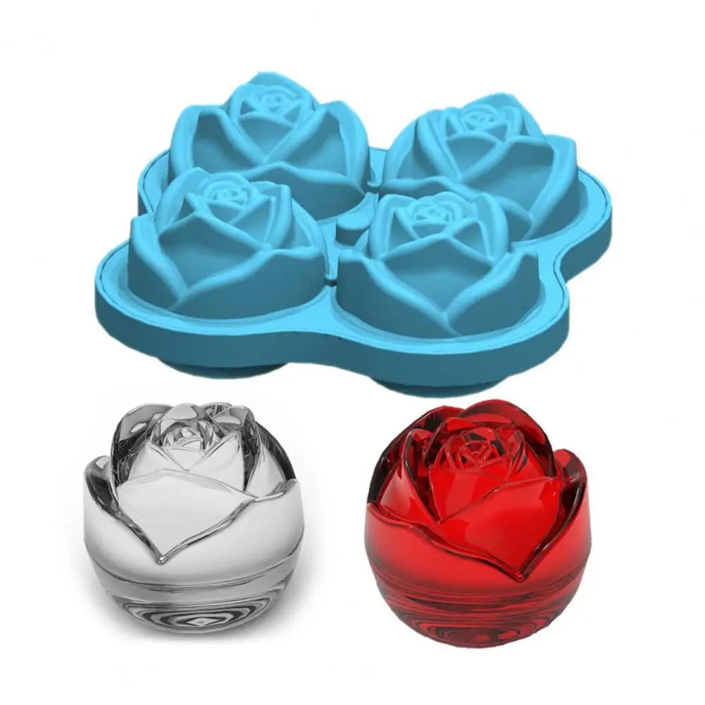 4/6 Griglie Vassoio per cubetti di ghiaccio Stampo a forma di rosa Cocktail in silicone anti-fuoriuscita Vassoio per ghiaccio senza sbiadimento Stampo per palline di ghiaccio Fai da te Congelamento per bar