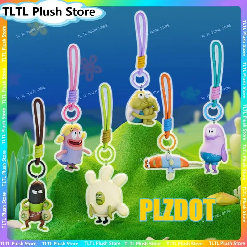 PLZDOT Little Citizens of Bikini Bottom SquareBob Figures Toys Blind Box Model Pendant Charm Bag Decoration Silly Doll