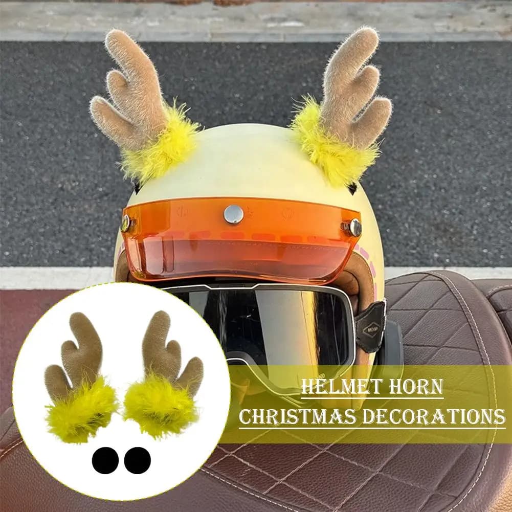 Decorazione per casco da sci con corna di pelliccia natalizia staccabile Decorazione per casco da bicicletta per moto Accessori per casco Copricapo da ciclismo