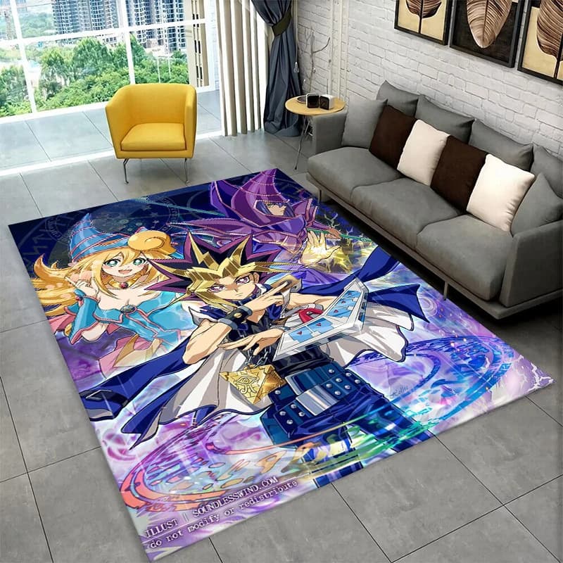 Yu-Gi-Oh Monster Card Cartoon Anime Carpet Rug for Bedroom Living Room Sofa Doormat Home Decor,Kid Game Area Rug Non-slip Gift