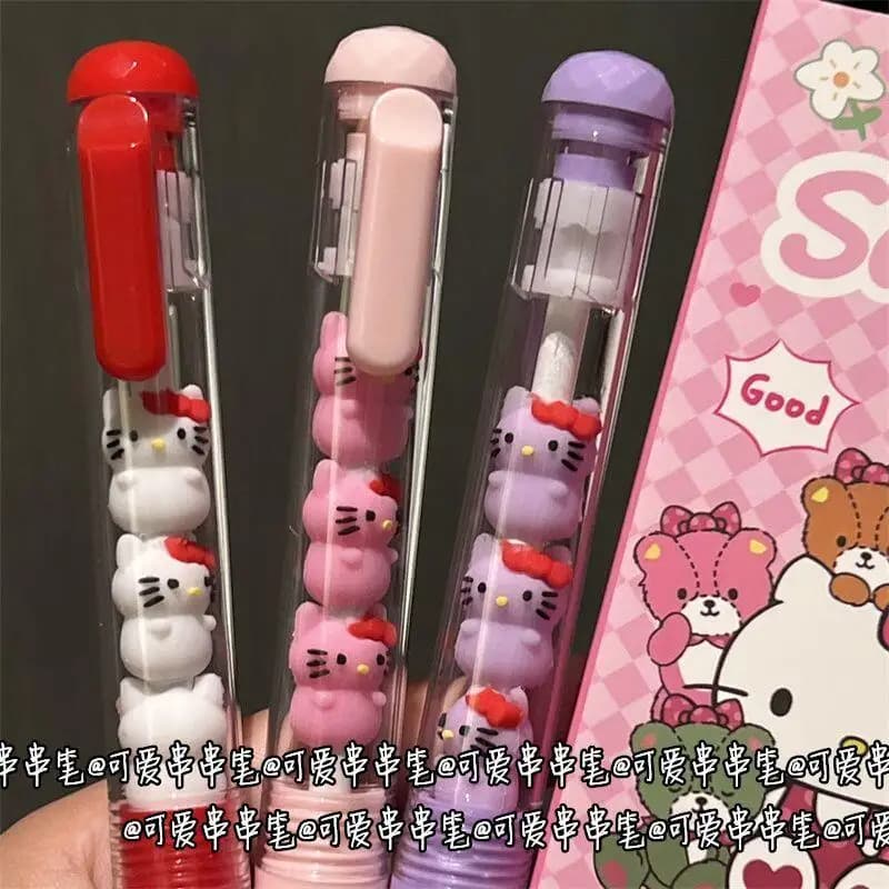 3 pezzi Sanrio Hello Kitty Set di penne gel Sanrio 0,5 mm Nero Personalità Ins Vento Divertimento Penna di decompressione Gli studenti imparano la cancelleria