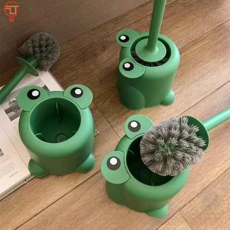 Spazzola per WC a Forma di Rana Cartoon, Installazione Senza Foratura, Accessorio Creativo per la Pulizia Domestica di Bagno, Hotel e Ufficio