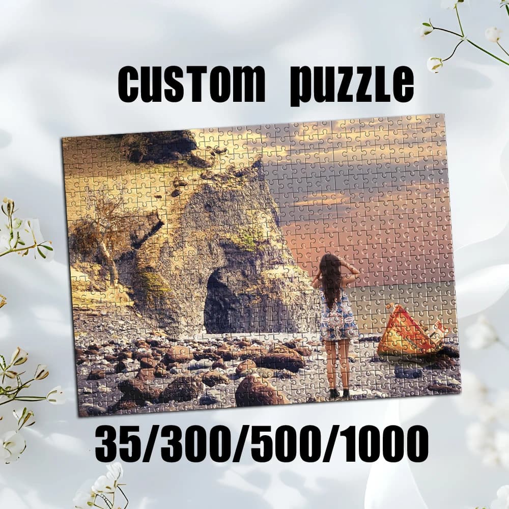 Puzzle personalizzato con foto personalizzata, puzzle con rocce sul mare che guardano il tramonto, regali, giocattoli educativi per la famiglia