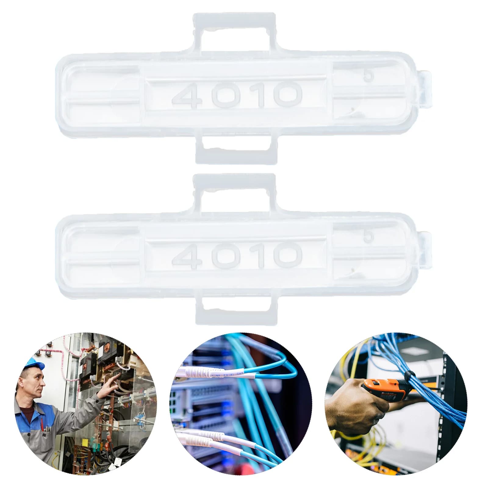 Custodia porta nome etichetta cavo trasparente da 100 pezzi Scatola porta etichette per cavi in plastica per custodia per etichette cavo di identificazione cartello filo