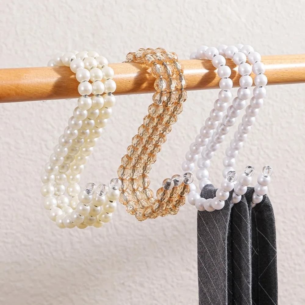 3PCS Non-Slip S Shaped Hook Artificial Pearl Hook Space Saving Hanging Hooks Rustproof Clothes Hangers Home Storage