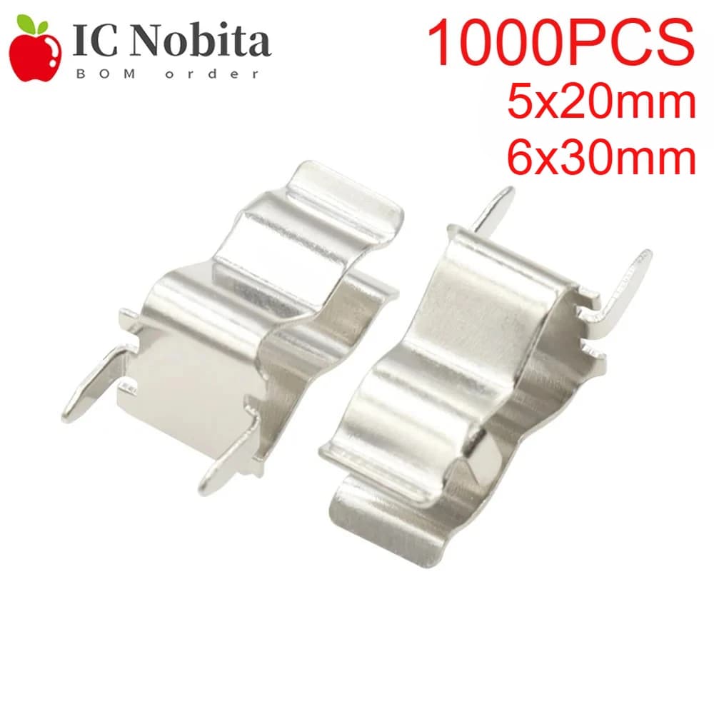 1000 PZ 5x20mm 6x30mm Portafusibile Clip per fusibile in ceramica per fusibili per tubi di vetro Presa con contatti in ottone Tipo di fissaggio