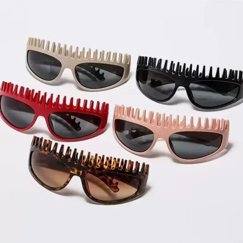 Occhiali da Sole Y2K 2-in-1 con Fascia per Capelli, Montatura a Punte Stile Punk, Accessorio per Acconciature da Donna, Ideali per Feste e Streetwear