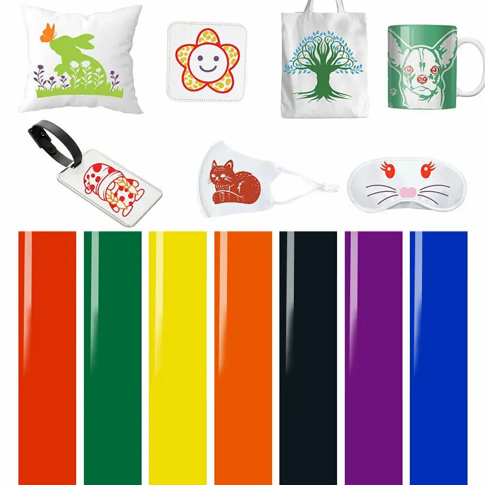 Infusible Ink Transfer Vinyl for Cut Mug Press 7 Color Infused Ink Paper for Sublimation Transfer Film for Poly Fabric/Coaster