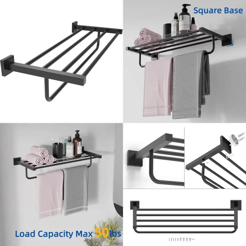 Portasciugamani in acciaio inossidabile con base quadrata da 24 pollici con portasciugamani per bagno, portasciugamani SUS 304 resistente alla ruggine per uso domestico