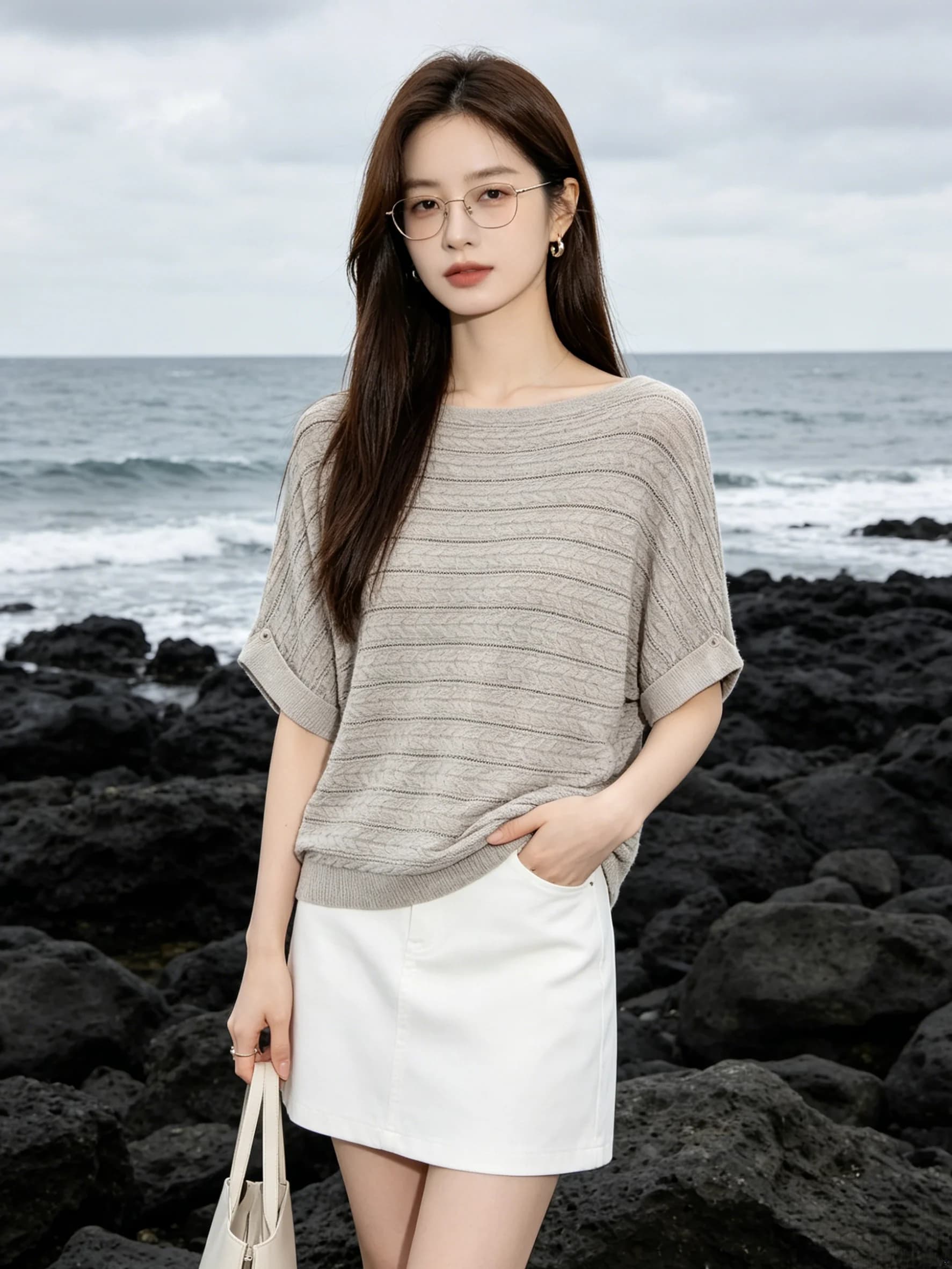 Casual Style Batwing Sleeve Knitted Top Hollow out Short Sleeve round Neck Summer Leisure Fashion Women's T-Shirt Breathable ...