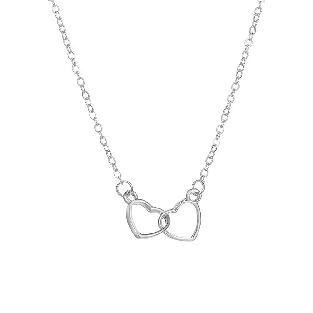 Double ring heart-shaped women's collarbone chain Harajuku simple and versatile Internet celebrity high sense niche necklace