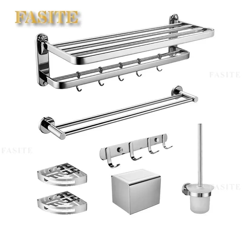 Sanitary Ware Stainless Steel Bathroom Pendant Set Toilet Single Bar Towel Rack Bath Towel Rack Shower Rack