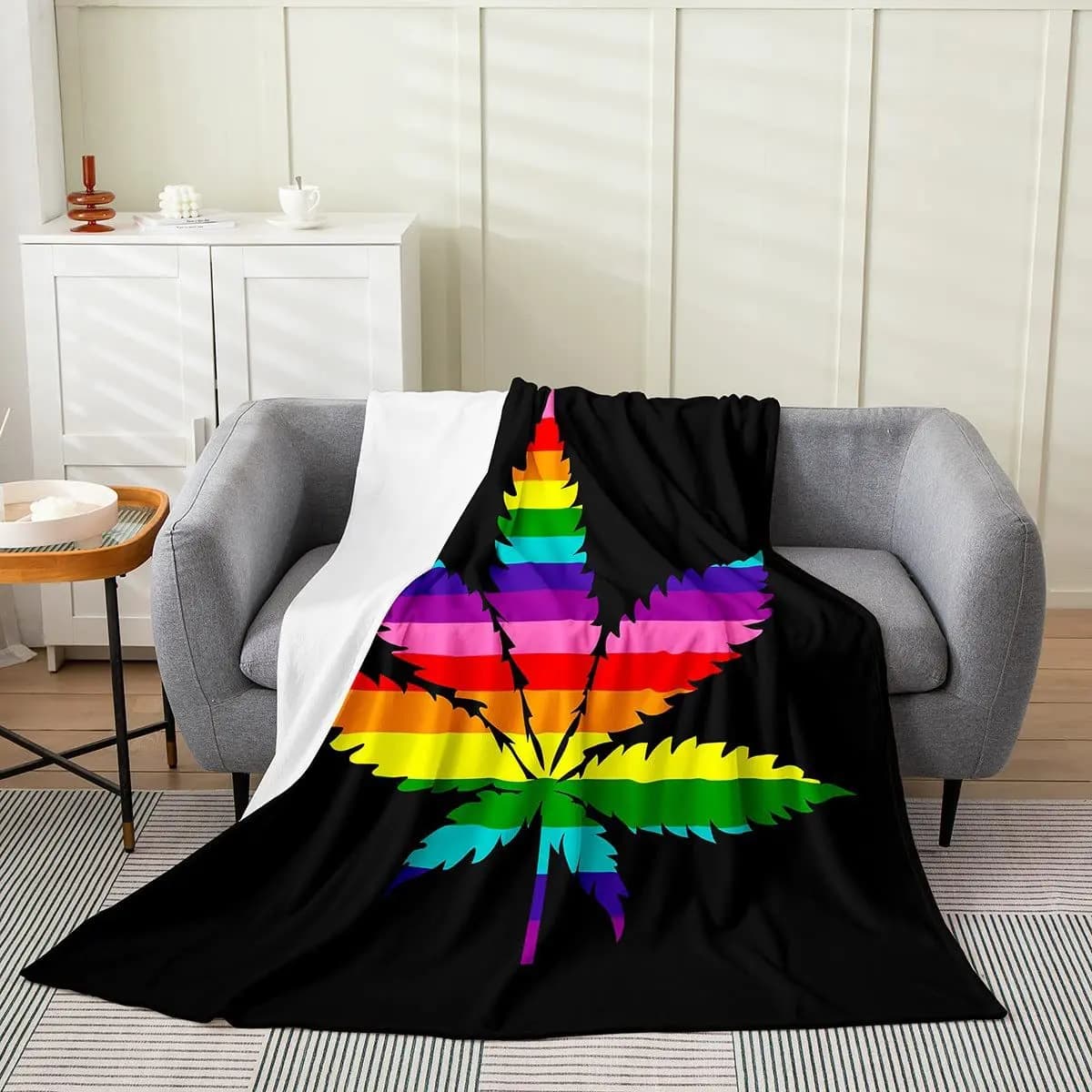 Coperta stampata con foglie di piante tropicali per divano letto, viaggio, campeggio, soggiorno, ufficio, coperta per regali per tutte le stagioni