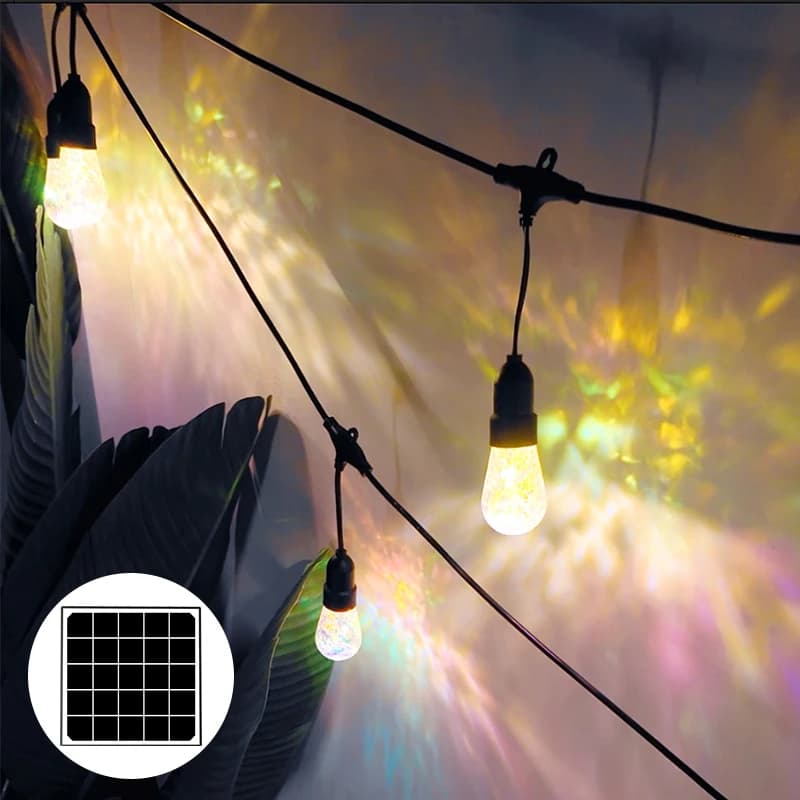 Intelamp Solar String Light Decorazione da giardino Lucine a LED colorate impermeabili per esterni 3 colori regolabili 6,5 metri 10 teste