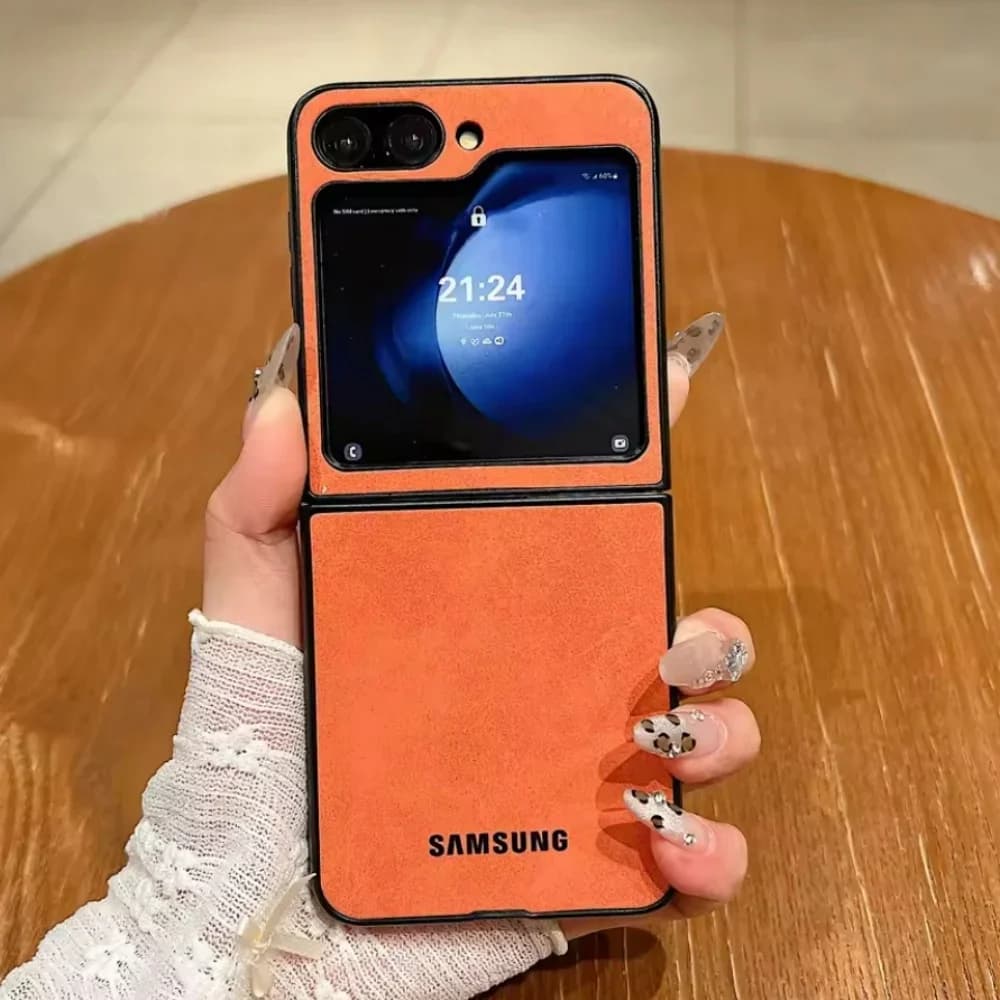 Original Matte Suede Leather Phone Case for Samsung Galaxy Z Flip8 Flip 7 6 5 4 3 8 Business Sheep Skin Back Cover for Z Flip 7