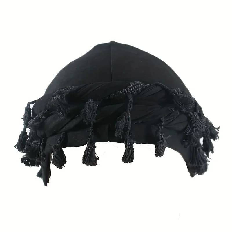 Durag Vintage con Nappe per Uomo, Turbante con Frange, Copricapo Traspirante e Morbido per Stile Hip Hop e Uso Quotidiano