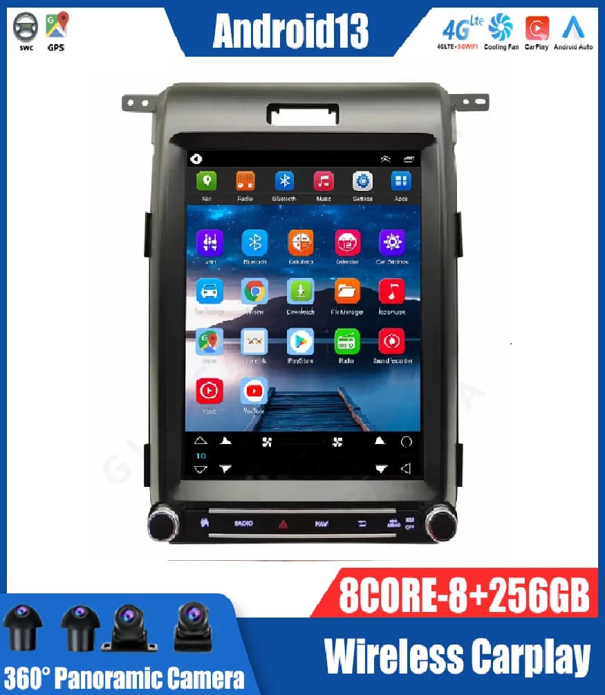 Schermo da 12.1 pollici Android Autoradio Per Ford Raptor 2009+ Per Ford F150 XLT 2013 2014 F150 GPS Autoradio Lettore Video Multimediale