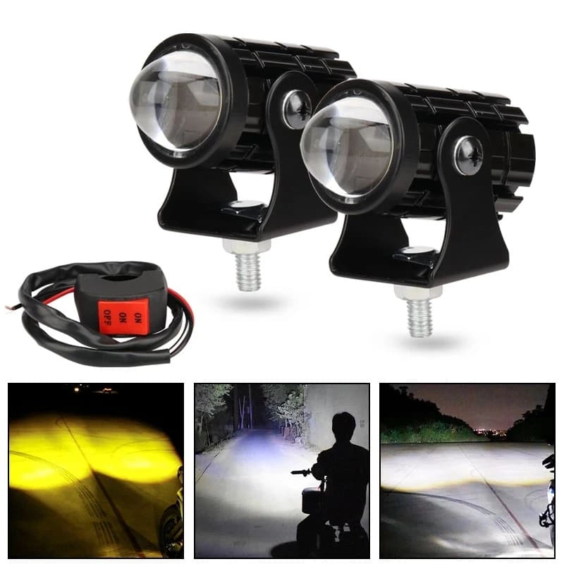 1/2 pz Moto fendinebbia interruttore alto basso Flash LED faro luminoso guida Spot lampada da lavoro Scooter fendinebbia faretto Moto lampada